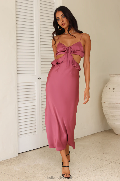 kleding Hello Molly Cherishing Moments satijnen maxi-jurk roze XR2L5714