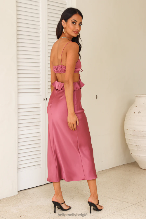 kleding Hello Molly Cherishing Moments satijnen maxi-jurk roze XR2L5714