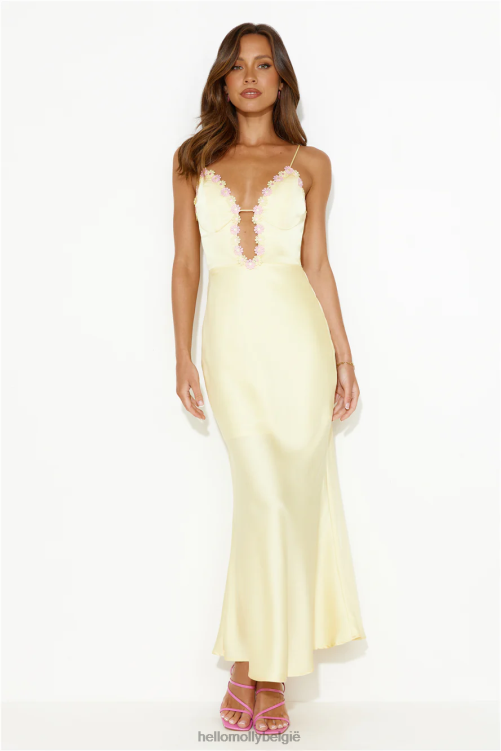 kleding Hello Molly Daisy vriendschap satijnen maxi-jurk geel XR2L5504