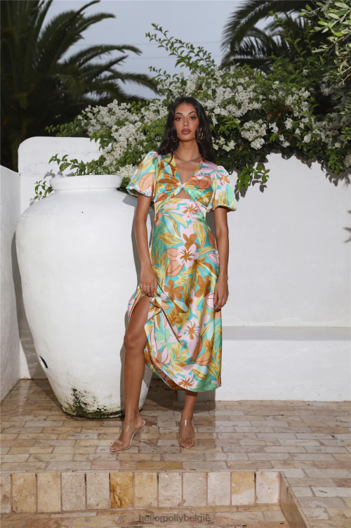 kleding Hello Molly Escape Mood maxi-jurk groenblauw XR2L6030