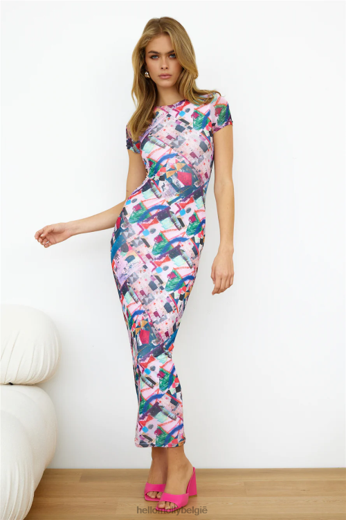 kleding Hello Molly Glitchmode maxi jurk roze XR2L6505
