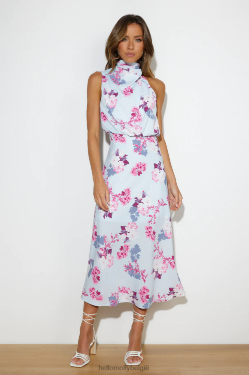 kleding Hello Molly Ik zag er blauw uit in een satijnen maxi-jurk XR2L5829