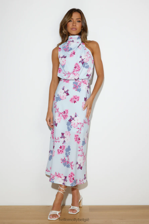 kleding Hello Molly Ik zag er blauw uit in een satijnen maxi-jurk XR2L5829