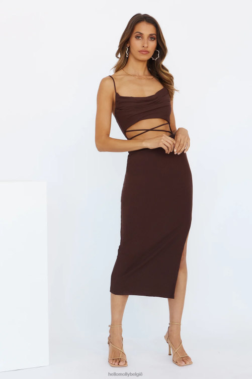 kleding Hello Molly Midnight Coffee maxi-jurk chocolade XR2L6850