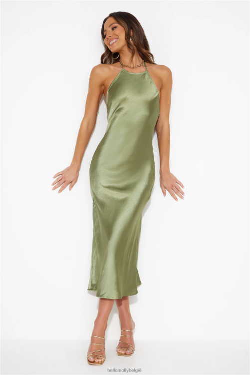 kleding Hello Molly Mood for luxe satijnen maxi-jurk groen XR2L5466
