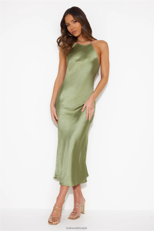 kleding Hello Molly Mood for luxe satijnen maxi-jurk groen XR2L5466
