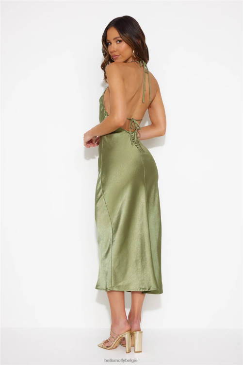 kleding Hello Molly Mood for luxe satijnen maxi-jurk groen XR2L5466