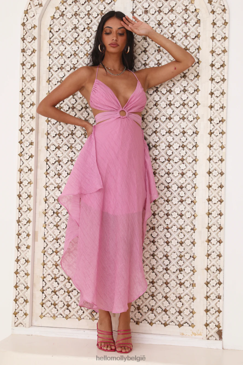 kleding Hello Molly Season to Bloom maxi-jurk roze XR2L6053