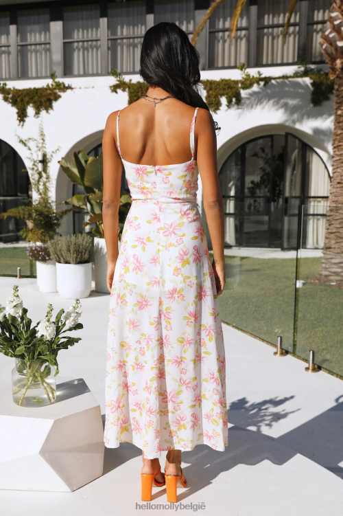 kleding Hello Molly Skipping Fields maxi jurk wit XR2L6790