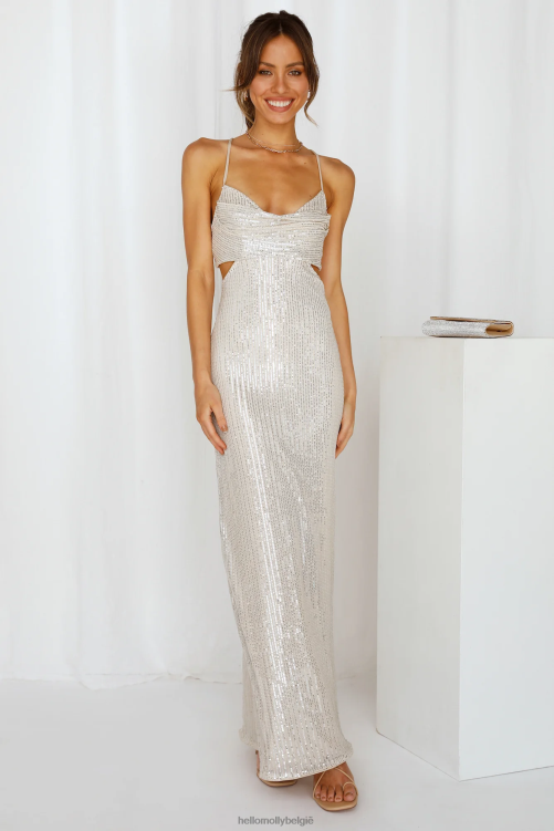 kleding Hello Molly Sparkling Moment maxi-jurk zilver XR2L6838