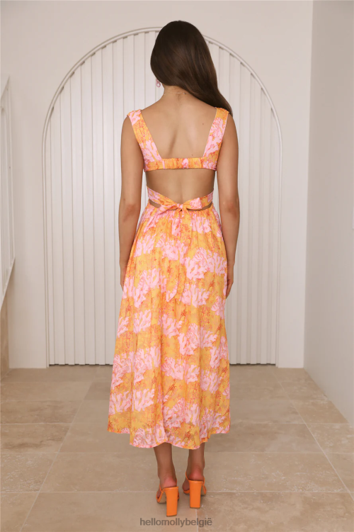 kleding Hello Molly Speaking Truth maxi-jurk oranje XR2L1835