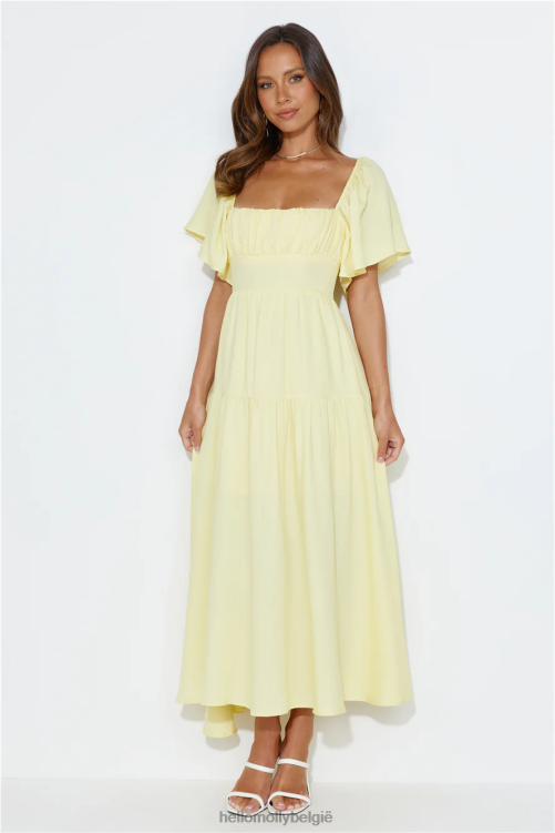 kleding Hello Molly Summertime Heat maxi-jurk met pofmouwen geel XR2L5500
