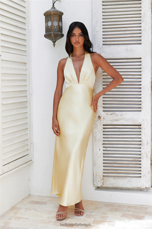 kleding Hello Molly aangekomen in luxe maxi-jurk geel XR2L6196