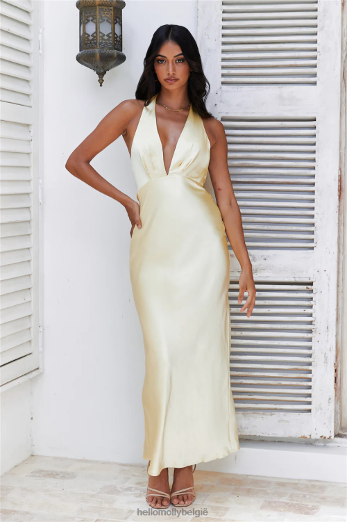 kleding Hello Molly aangekomen in luxe maxi-jurk geel XR2L6196