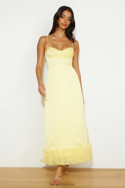 kleding Hello Molly al je aandacht satijnen maxi-jurk geel XR2L5948