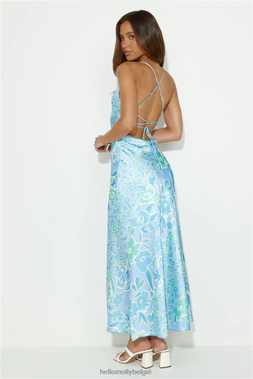 kleding Hello Molly besties now satijnen maxi-jurk blauw XR2L5461