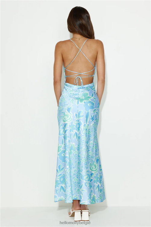 kleding Hello Molly besties now satijnen maxi-jurk blauw XR2L5461