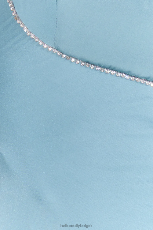 kleding Hello Molly bijzondere details satijnen maxi-jurk blauw XR2L5884