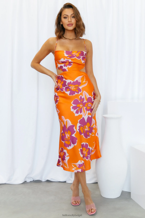 kleding Hello Molly bloemenpluk maxi-jurk oranje XR2L6429