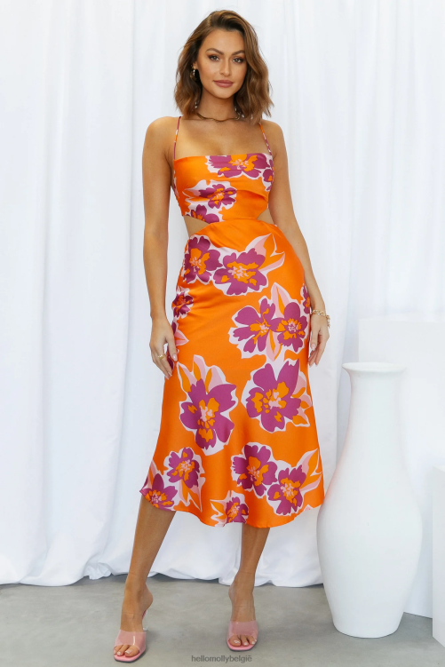 kleding Hello Molly bloemenpluk maxi-jurk oranje XR2L6429