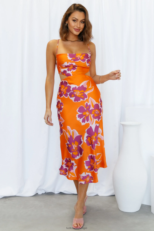 kleding Hello Molly bloemenpluk maxi-jurk oranje XR2L6429