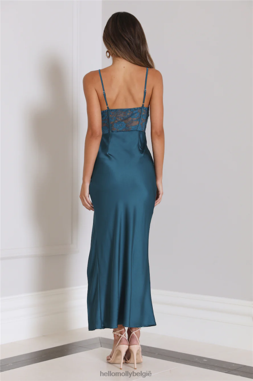 kleding Hello Molly dressing om indruk te maken op satijnen maxi-jurk blauwgroen XR2L6268