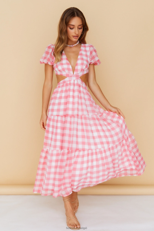 kleding Hello Molly gingham fantasy maxi jurk roze XR2L6837
