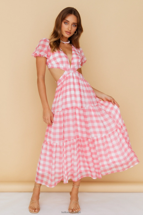 kleding Hello Molly gingham fantasy maxi jurk roze XR2L6837