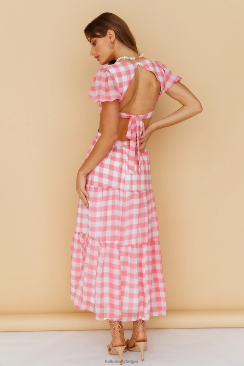 kleding Hello Molly gingham fantasy maxi jurk roze XR2L6837