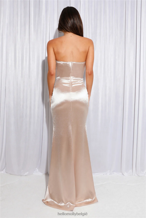 kleding Hello Molly glanzende satijnen maxi-jurk voor meisjes, champagne XR2L5712