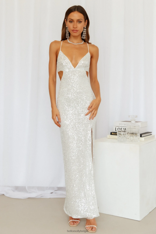kleding Hello Molly glinsterende luchten maxi-jurk zilver XR2L6208