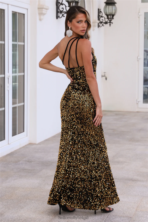 kleding Hello Molly golden days dansende maxi-jurk zwart XR2L6150