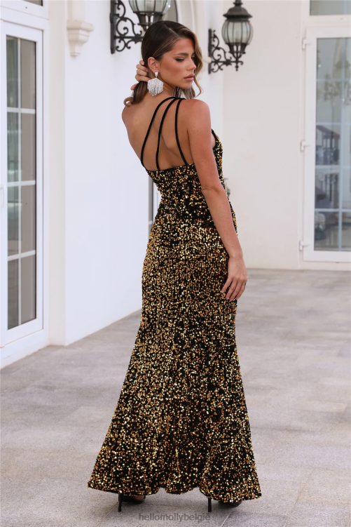 kleding Hello Molly golden days dansende maxi-jurk zwart XR2L6150