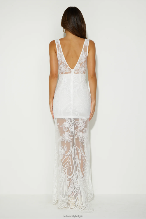 kleding Hello Molly kies stijl kanten maxi-jurk wit XR2L5748