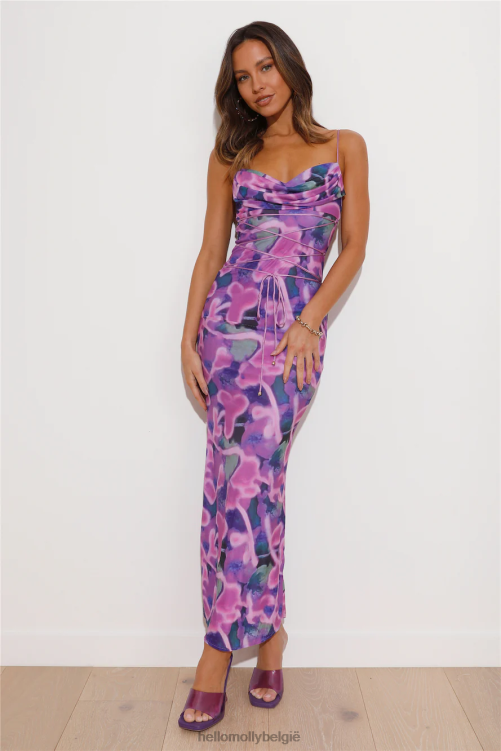 kleding Hello Molly levendige kleuren maxi-jurk paars XR2L5711