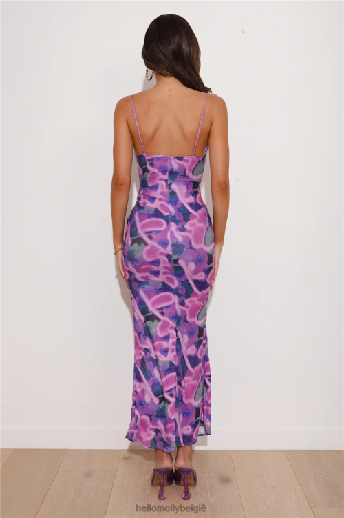 kleding Hello Molly levendige kleuren maxi-jurk paars XR2L5711