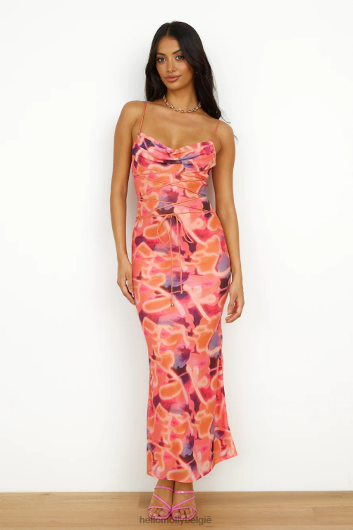 kleding Hello Molly levendige kleuren maxi-jurk sorbet XR2L6046