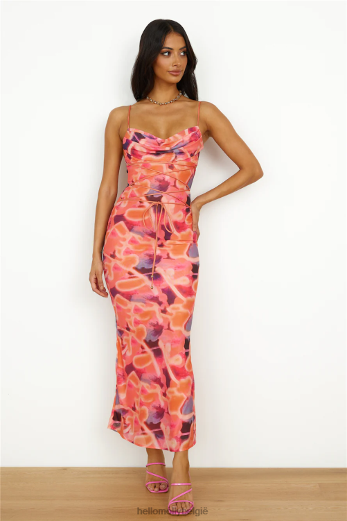 kleding Hello Molly levendige kleuren maxi-jurk sorbet XR2L6046