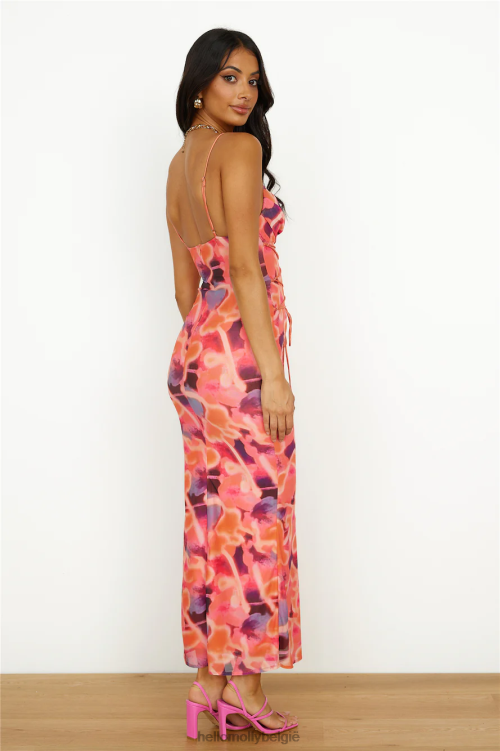 kleding Hello Molly levendige kleuren maxi-jurk sorbet XR2L6046