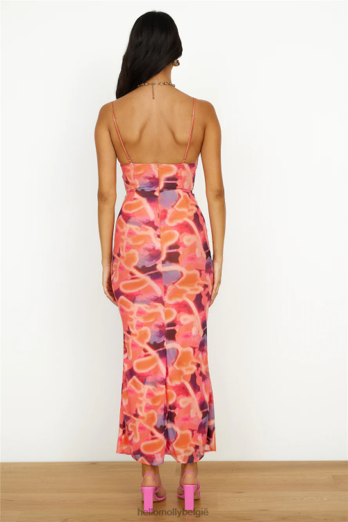 kleding Hello Molly levendige kleuren maxi-jurk sorbet XR2L6046