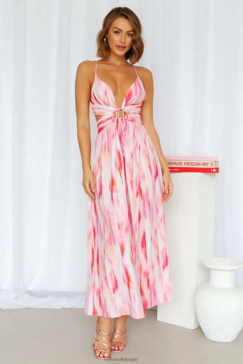 kleding Hello Molly liefdesbrieven maxi jurk roze XR2L6801