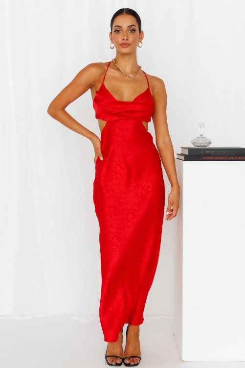 kleding Hello Molly luchtige lover maxi jurk rood XR2L6788