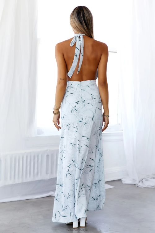 kleding Hello Molly lush gardenia love maxi-jurk blauw XR2L6834