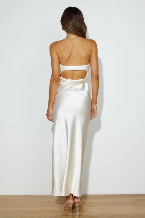 kleding Hello Molly luxe danssatijnen maxi-jurk champagne XR2L6329