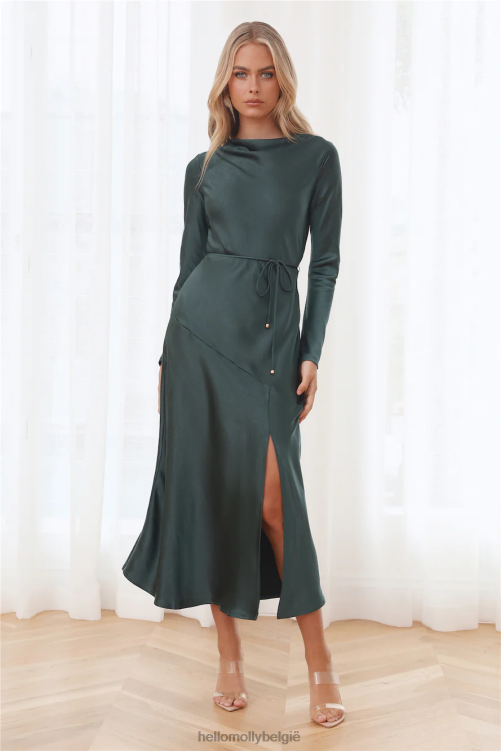 kleding Hello Molly luxe uitnodiging satijnen maxi-jurk bosgroen XR2L5954