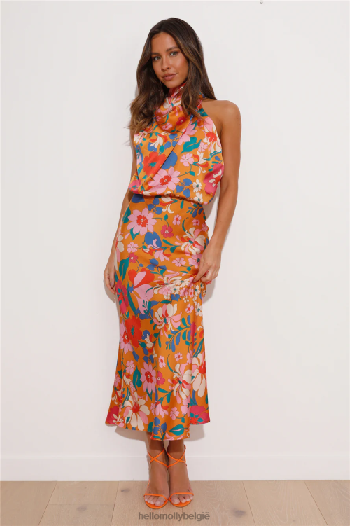 kleding Hello Molly magische vibes maxi-jurk oranje XR2L5784