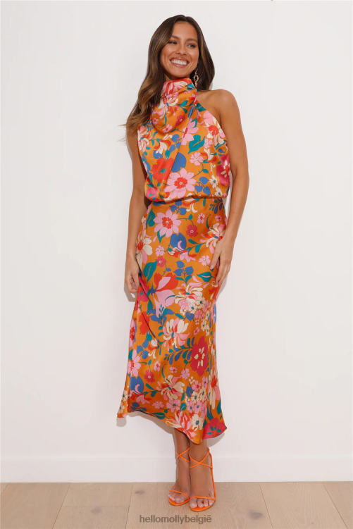 kleding Hello Molly magische vibes maxi-jurk oranje XR2L5784