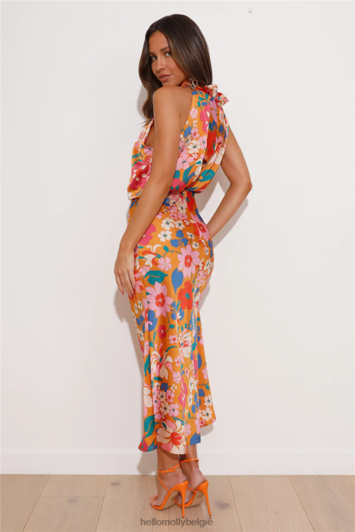 kleding Hello Molly magische vibes maxi-jurk oranje XR2L5784