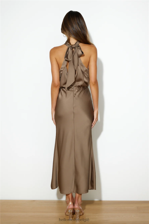 kleding Hello Molly meisje van het moment satijnen maxi-jurk bruin XR2L6224