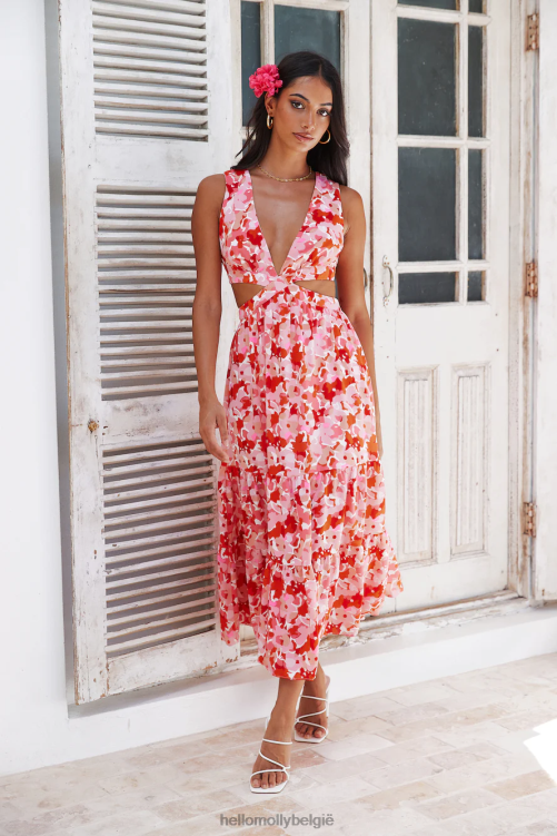 kleding Hello Molly mix love maxi jurk roze XR2L6068